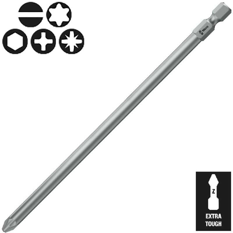 Wera Screwdriver Bits 152mm Z Bit 1/4" Hex Shank Phillips Pozi Slotted Torx Hex