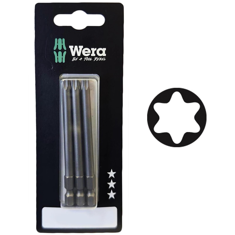 Wera Screwdriver Bits Torx 867/4 Z SB Bit 1/4" Hex 3 Pack Individual