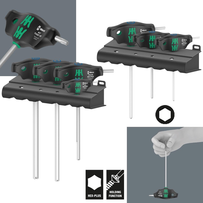 Wera Screwdriver Set T-Handle Metric Hex Plus with Holding Function 7 Piece 454/7 HF Set 1
