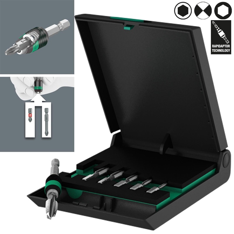 Wera Tap Bits Set 7 Piece 844/7 with Rapidaptor Bit Holder M3-M10