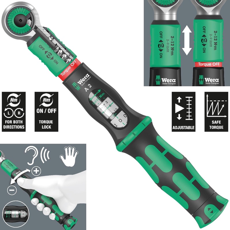 Wera Torque Wrench Safe-Torque A 2 1/4" Hex Drive 2-12 Nm Reversible