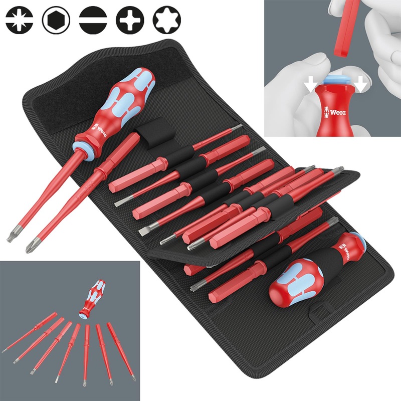 Wera VDE Screwdriver Set 17 Piece Kraftform Kompakt VDE Stainless Steel 17 Extra Slim 1