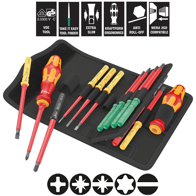 Wera VDE Screwdriver Set Take It Easy Kraftform Kompakt KK VDE 17 Universal 1 Tool Finder 17 Pieces PH PZ PZ/Z SL TX