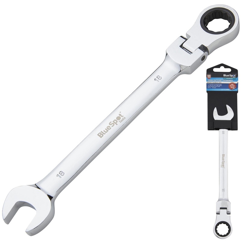 BlueSpot Ratchet Combination Spanner Flexible Head Chrome Vanadium 18mm