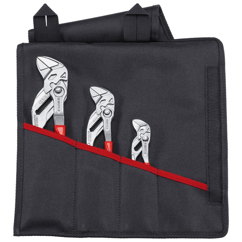 Knipex Pliers Wrench Set 3 Piece in Tool Roll Chrome Plated 00 19 55 S6