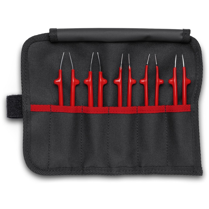 Knipex Universal Tweezers Set Insulated 1000V 5 Pieces in Tool Roll