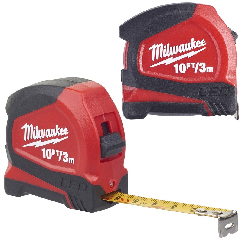 Milwaukee Tape Measure 3m 10ft Metric Imperial with LED Light 12mm Blade Width