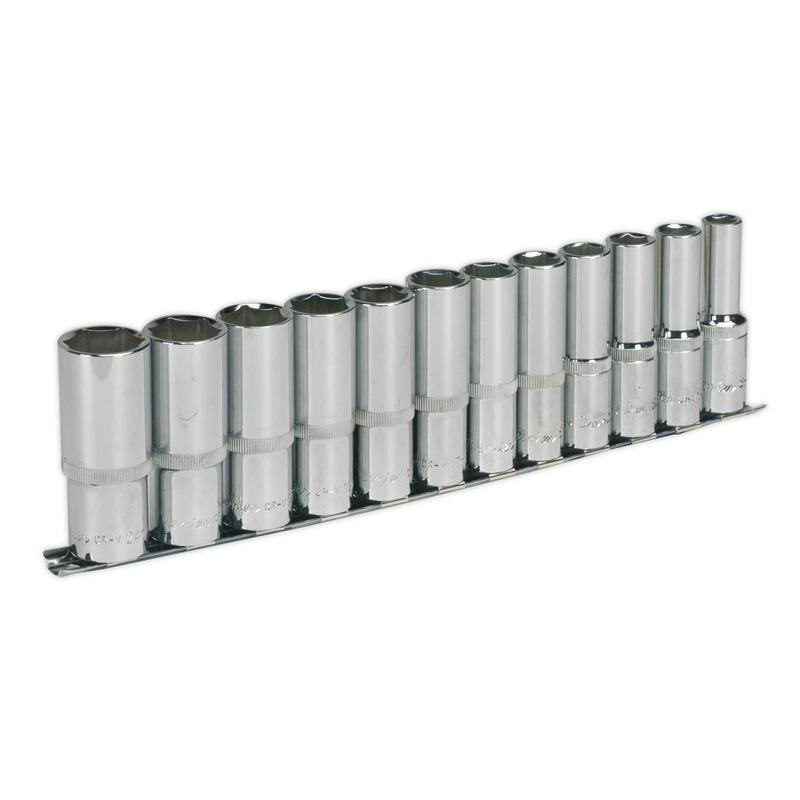 Sealey Premier Socket Set 12pc 1/2"Sq Drive 6pt Deep WallDrive Metric