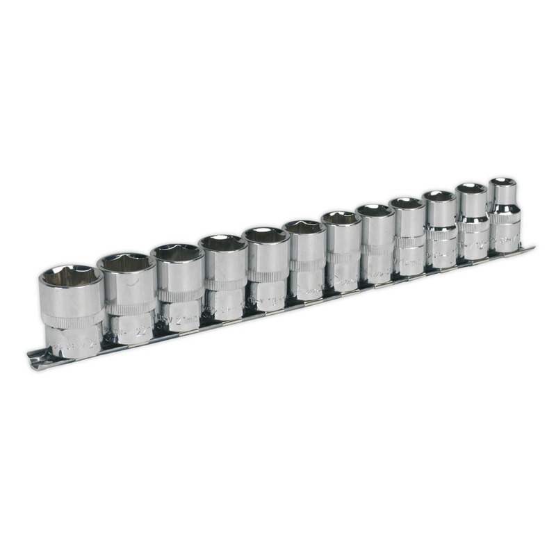 Sealey Premier Socket Set 12pc 1/2"Sq Drive 6pt WallDrive Metric