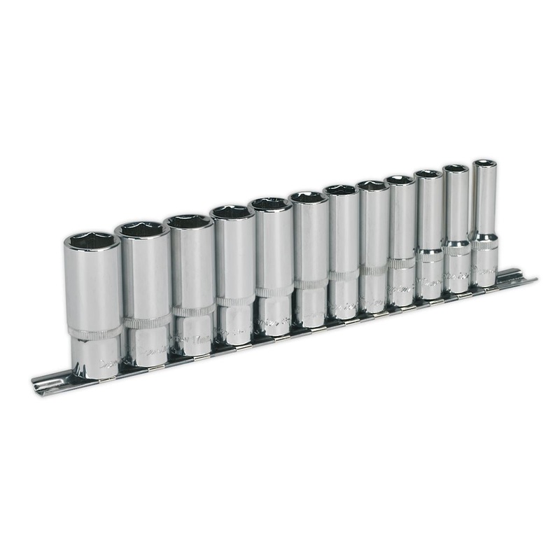 Sealey Premier Socket Set 12pc 3/8"Sq Drive 6pt Deep WallDrive Metric