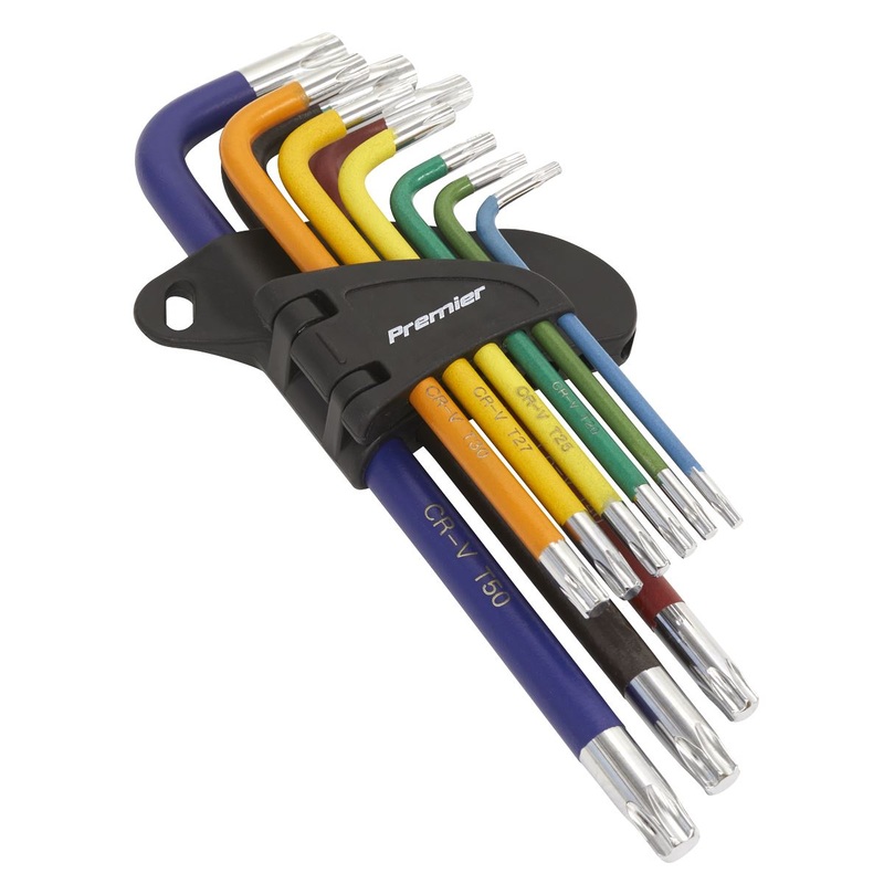 Sealey Trx-Star Torx Key Set 9 Piece Premier Long Colour Coded T10-T50