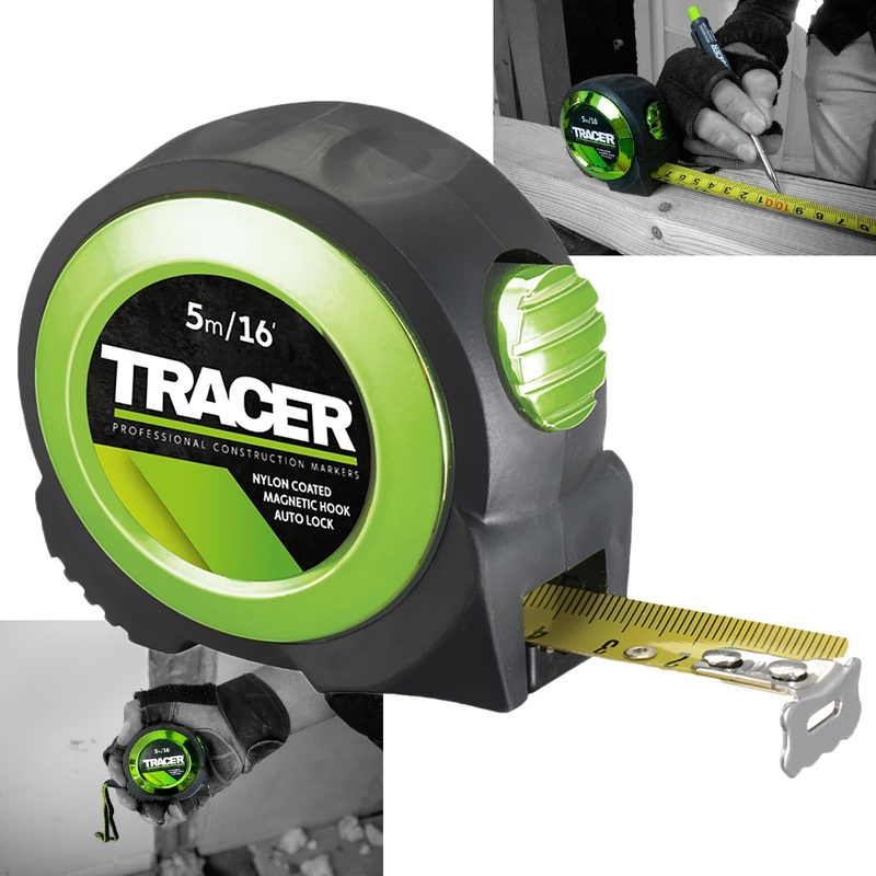 TRACER Tape Measure 5m Auto Lock Nylon Coated and Large Magnetic Hook