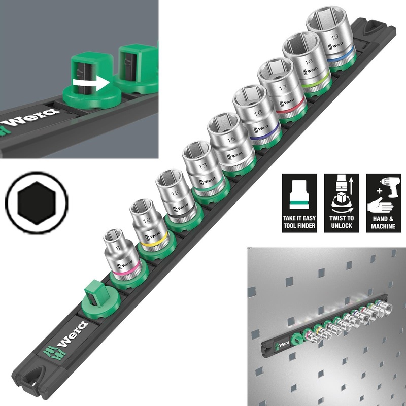 Wera Socket Set 3/8" Drive on Magnetic Socket Rail B 4 Zyklop 9 Pieces Metric 8-19mm