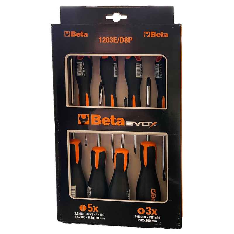 Beta EvoX Screwdriver Set 8 Pieces Phillips Slotted 1203E/D8P