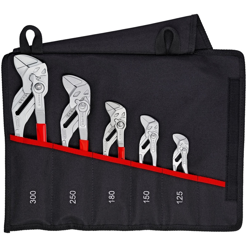 KNIPEX Pliers Wrench Set 5 Piece in Tool Roll Chrome Plated 125-300mm 00 19 55 S4