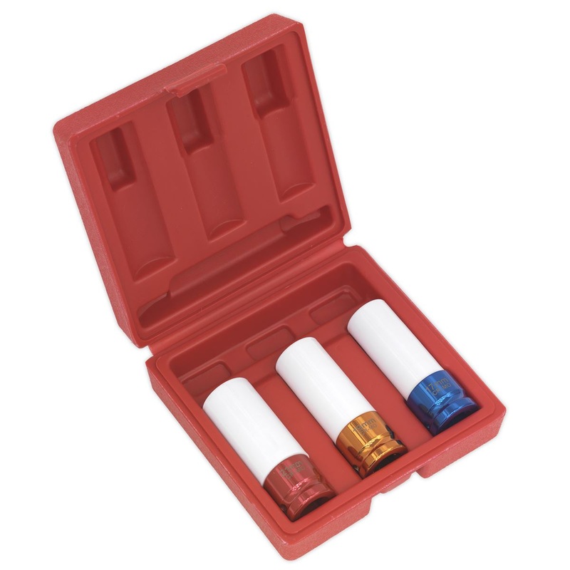 Sealey Alloy Wheel Impact Socket Set 3pc 1/2"Sq Drive