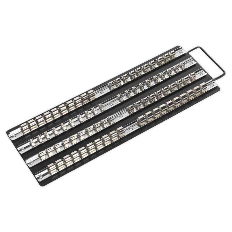 Sealey Premier 1/4", 3/8" and 1/2" Drive Black Socket Holder Rail Tray Carry Handle