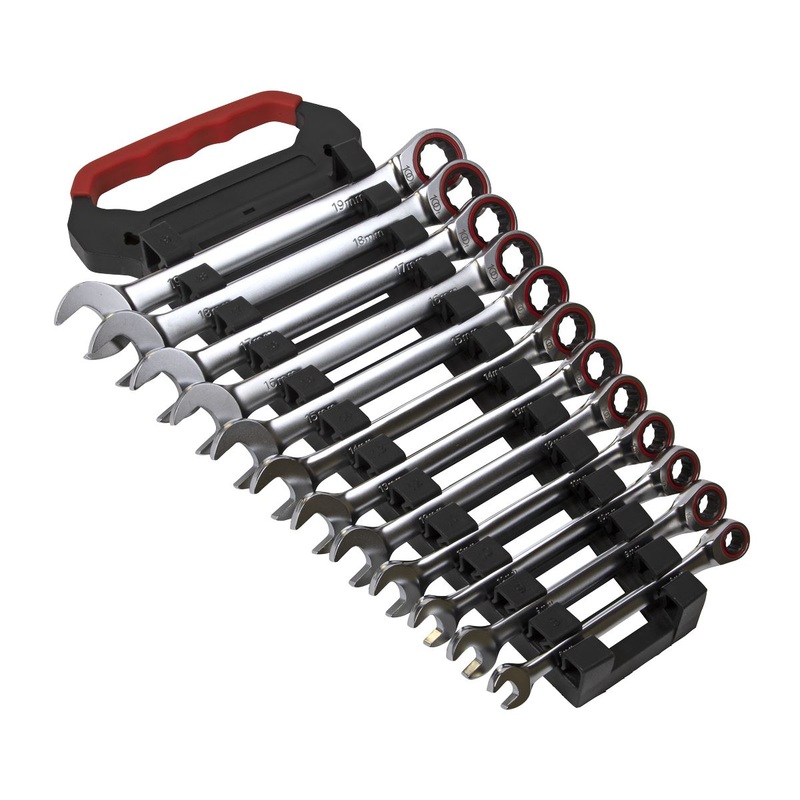 Sealey Ratchet Combination Spanner Set 12 Piece 8-19mm 100 Tooth Premier