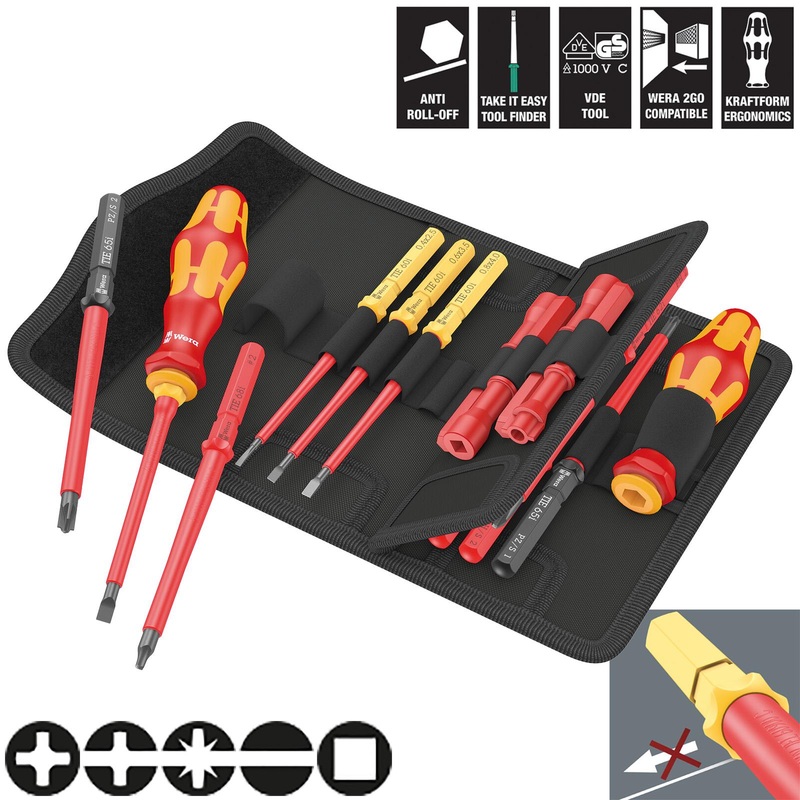 Wera Interchangeable VDE Screwdriver Set Kraftform Kompakt VDE 18 Imperial 1 Tool Finder 18 Pieces