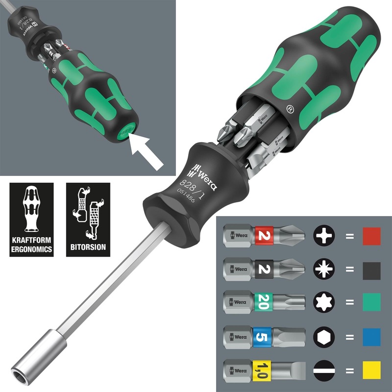Wera Screwdriver Set Bit Holding 7 Piece Kraftform Kompakt 27 Set 1