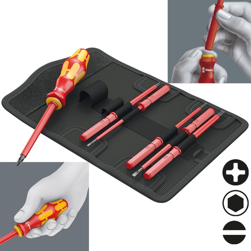 Wera Screwdriver Set VDE 7 Piece Kraftform Kompakt VDE 7 Universal 1 Slotted Phillips