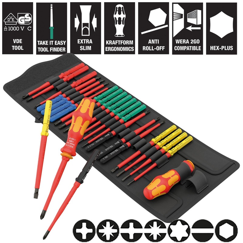 Wera VDE Screwdriver Set Take It Easy Kraftform Kompakt KK VDE Big Pack 1 26 Pieces PH PZ PH/S PZ/S TX SL Hex