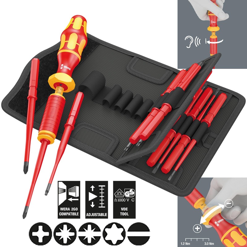 Wera VDE Torque Screwdriver 1.2-3.0 Nm Kraftform Kompakt Extra Slim 1 15 Pieces