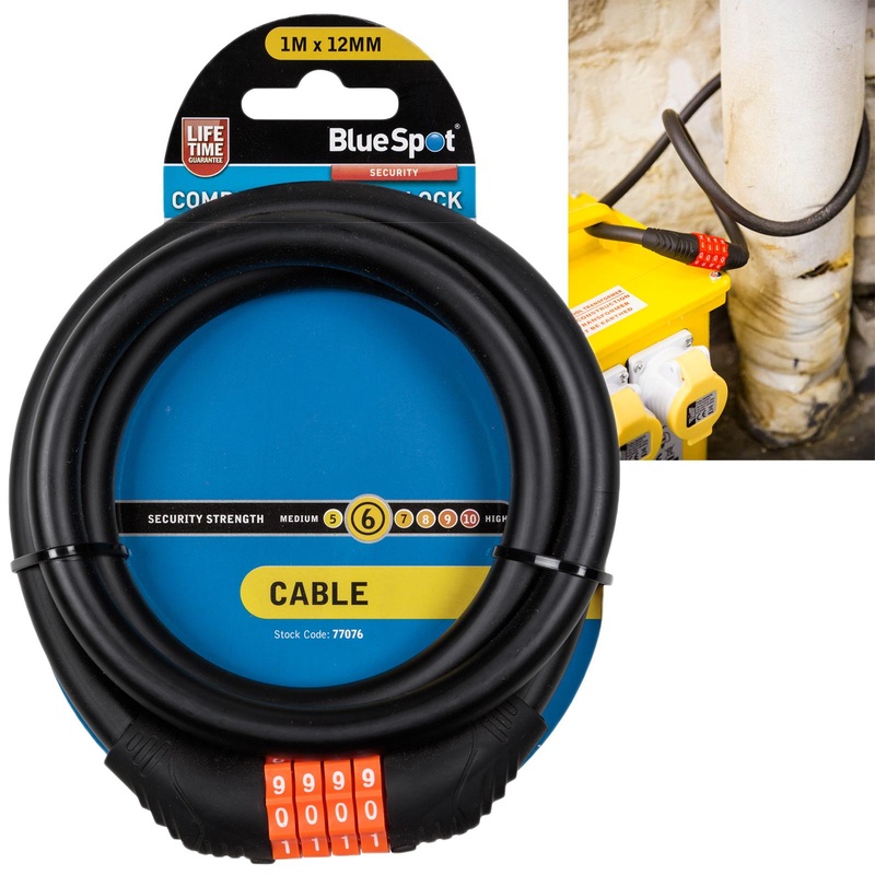 BlueSpot Combination Cable Lock 4 Digit 1m x 12mm