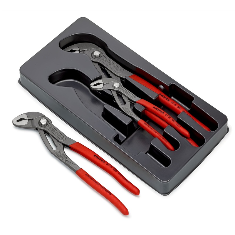 Knipex Cobra Pliers Set 3 Piece 180mm 250mm 300mm Plier in Tray 00 20 09 V02
