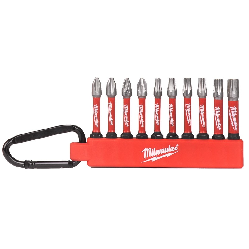 Milwaukee Impact Screwdriver Bit Set Carabiner 10 Piece SHOCKWAVE Impact Duty