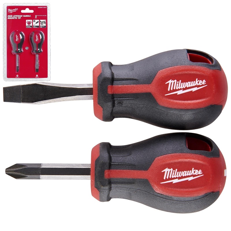 Milwaukee Screwdriver Set Tri-lobe Stubby 2 Piece Pozi Slotted