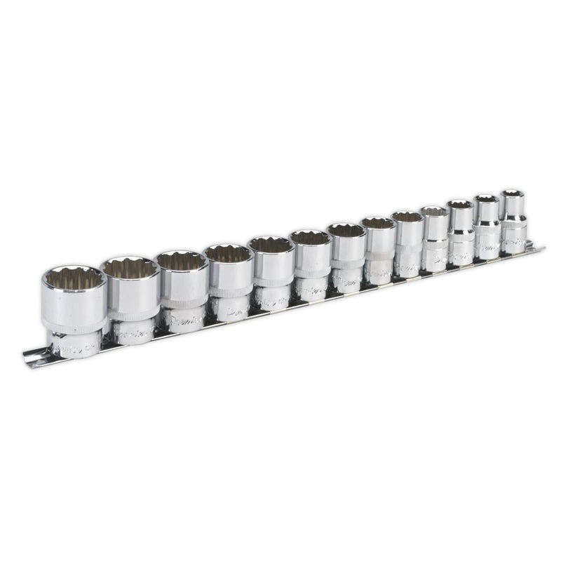 Sealey Premier Socket Set 13pc 1/2"Sq Drive 12pt WallDrive Imperial