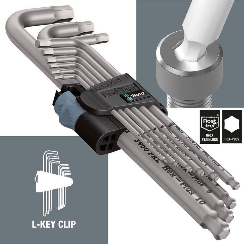 Wera Hex Key Set 3950/9 Stainless Steel 1 SB L-Key Metric 9 Piece 1.5-10mm