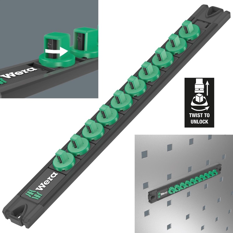 Wera Magnetic Socket Rail 1/4" Drive Twist to Unlock 9600 Empty 10 Socket Capacity 270mm