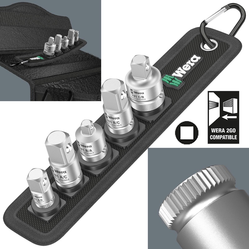 Wera Socket Adaptor Zyklop 781/5 Set 1 6 Piece on Belt Clip