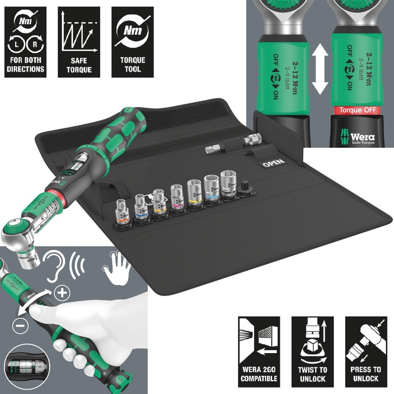 Wera Torque Wrench Safe-Torque A 1 Set 1 1/4" Drive 2-12 Nm 10 Pieces Reversible