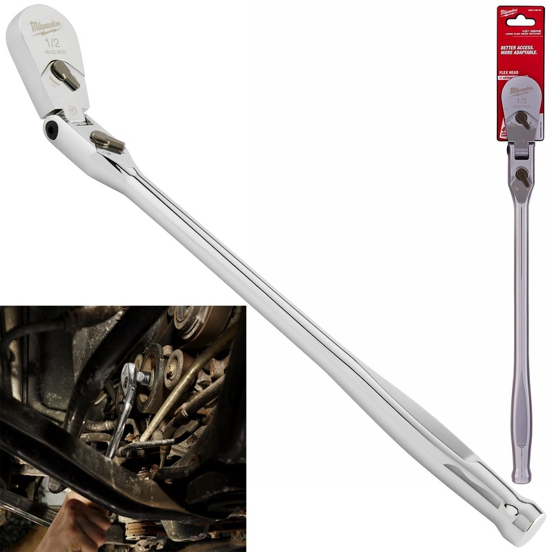 Milwaukee Socket Ratchet Wrench Long Flexible Head 1/2" Drive 90 Tooth Slim Profile Head
