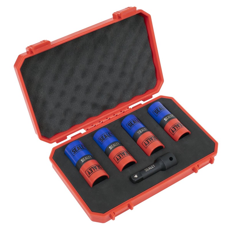 Sealey 5pc Double Ended Impact Socket Set 1/2"Sq Drive Alloy Wheel 18.5 x 19.5, 19 x 21, 21 x 21.5, 22 x 22.5mm