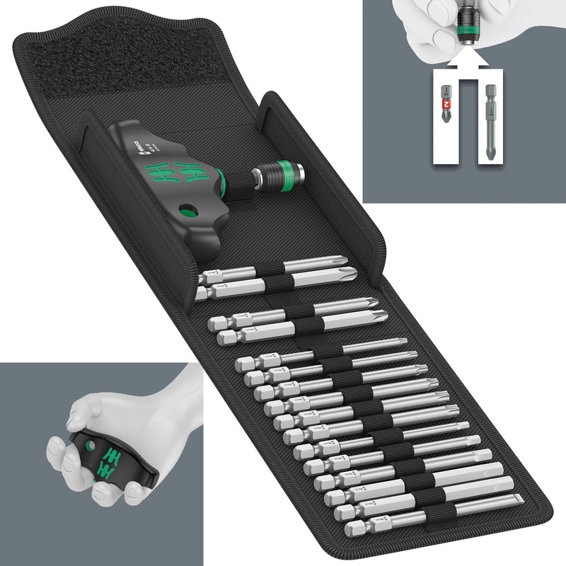 Wera Screwdriver Set T-Handle Kraftform Kompakt 400 17 Piece PZ PH TX SL Hex