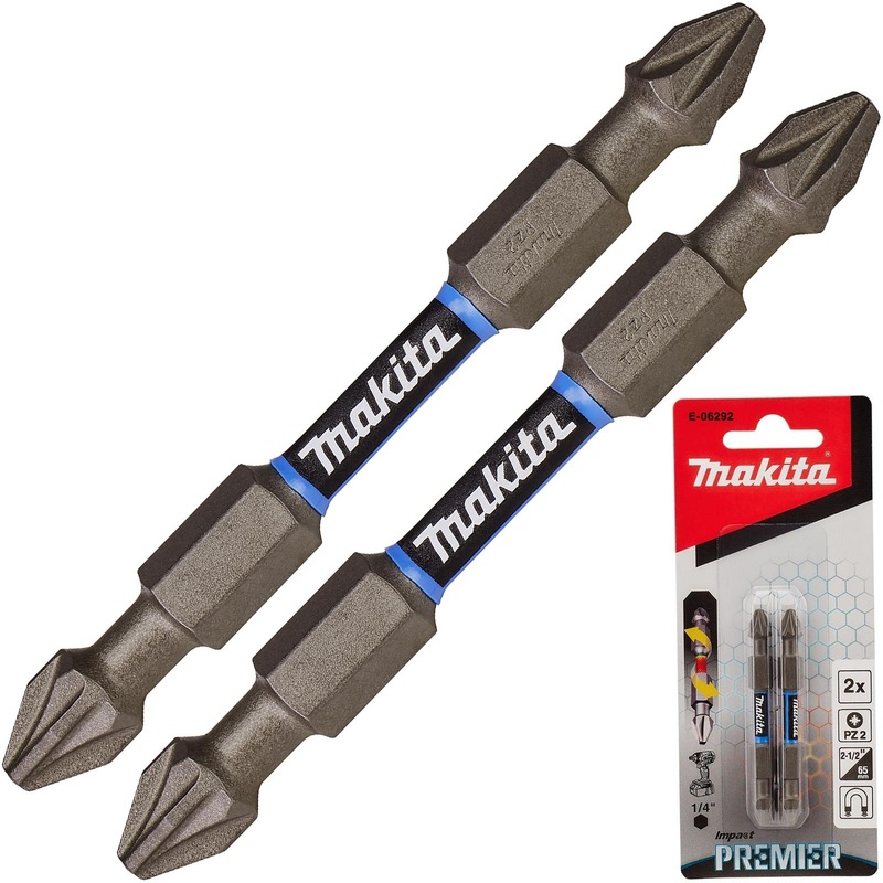 Makita Screwdriver Bit Set Pozi Double-End Impact Premier Torsion Drill PZ2 2pc E-06292