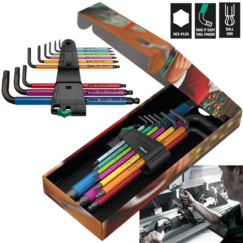 Wera Hex Key Set 950/9 Hex Plus L-Key Set Metric BlackLaser Christmas 2023 9 Pieces 1.5-10mm