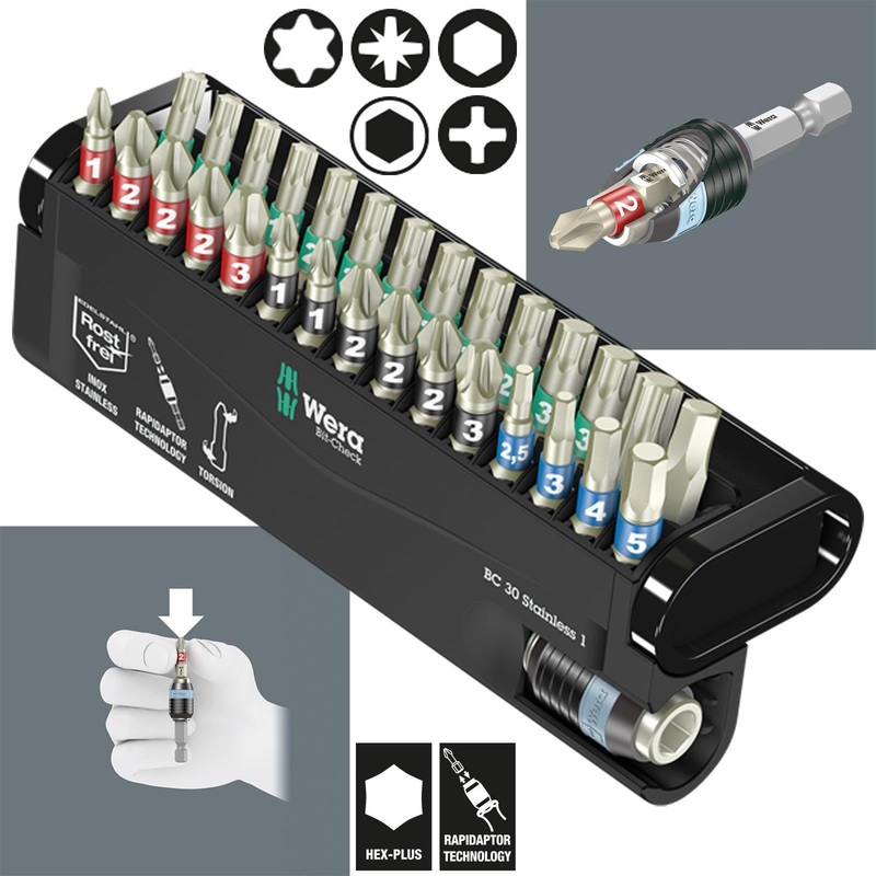Wera Screwdriver Bit Set Bit Check 30 Stainless Steel 1 30 Piece with Bit Holder