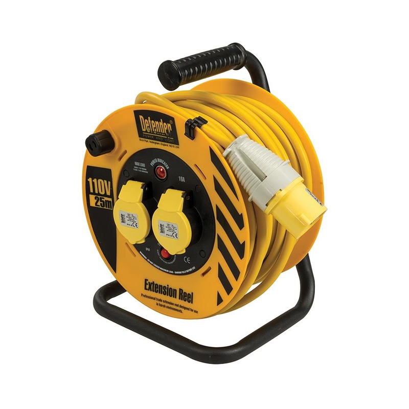 Defender Heavy Duty Industrial Cable Reel 25m 110V E86455