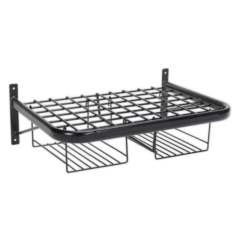 Sealey Motorcycle Helmet, Clothing and Gear Tidy Wall Mounted Shelf Rack 490mm x 350mm