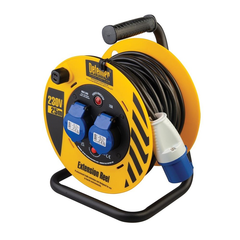 Defender Industrial Cable Reel 25m 230V 16A E86475
