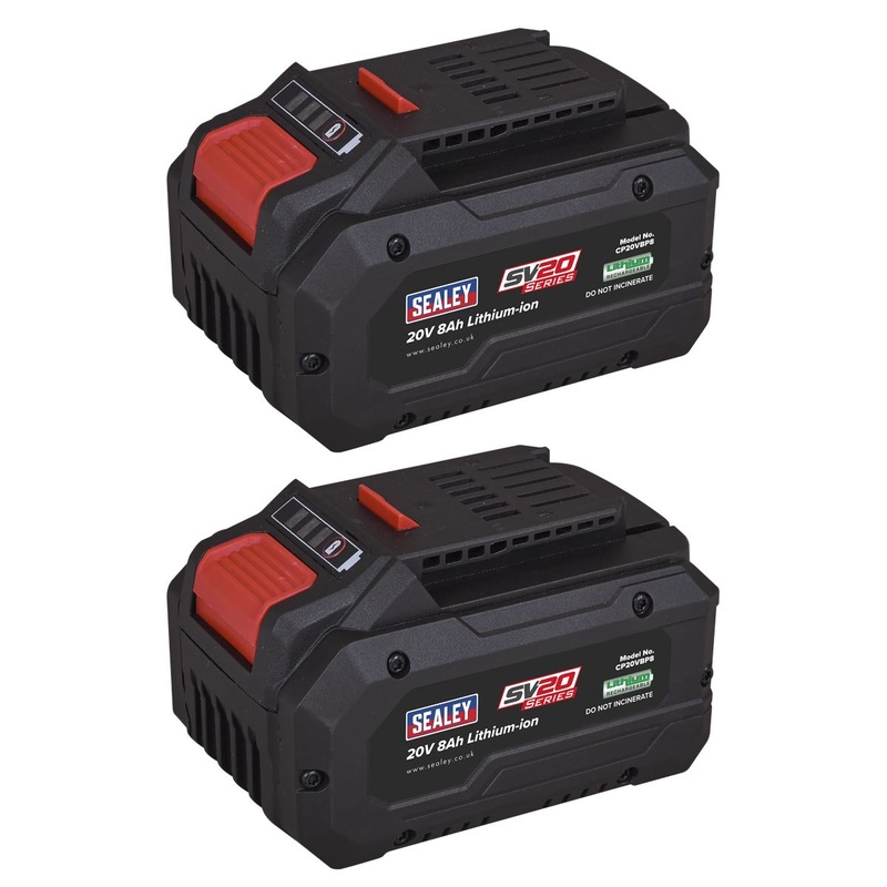 Sealey SV20 Series Power Tool Battery 20V 8Ah - Pack of 2